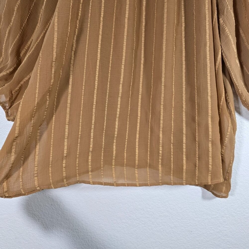 Torrid Sheer Peasant Blouse Top Women Size 3XL Brown Stripes Tie Boho Hippie - Picture 6 of 11